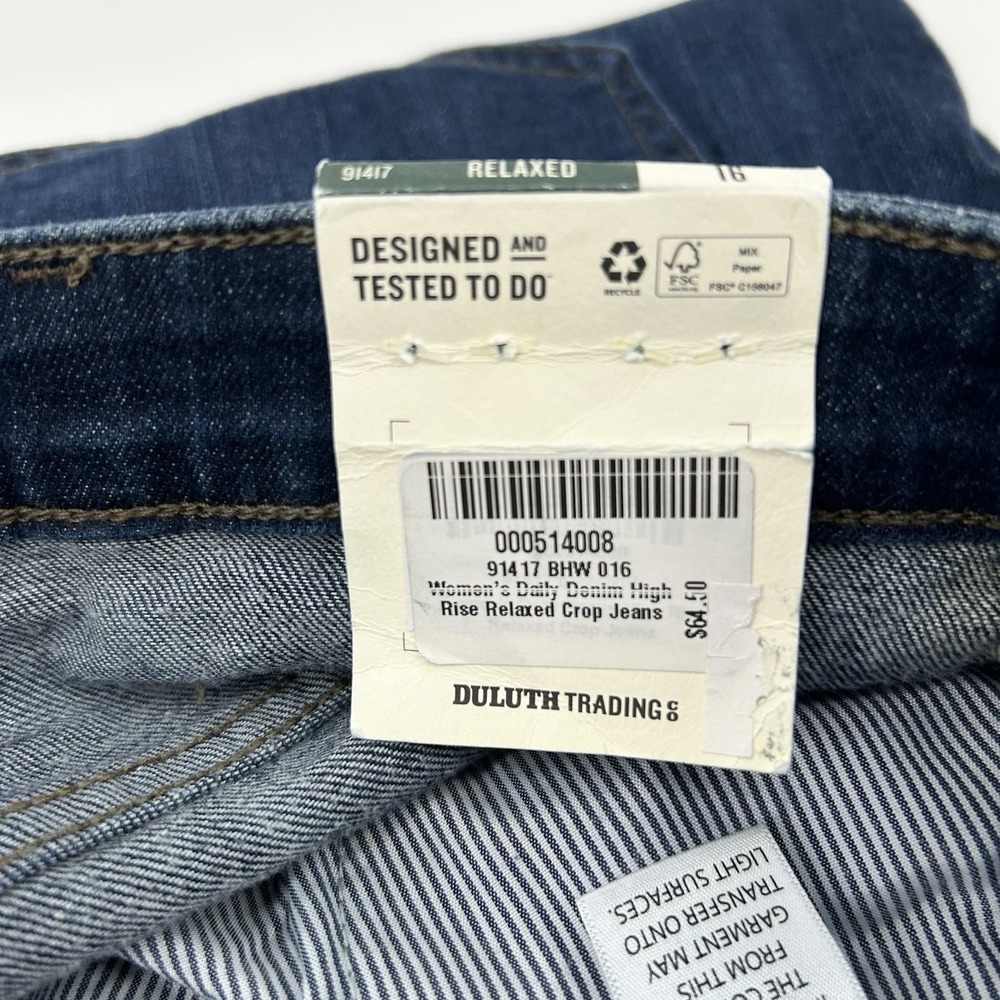 Duluth Trading Jeans Womens 16 High Rise Crop 26 Inseam Dark Wash NWT $65 - Picture 9 of 11